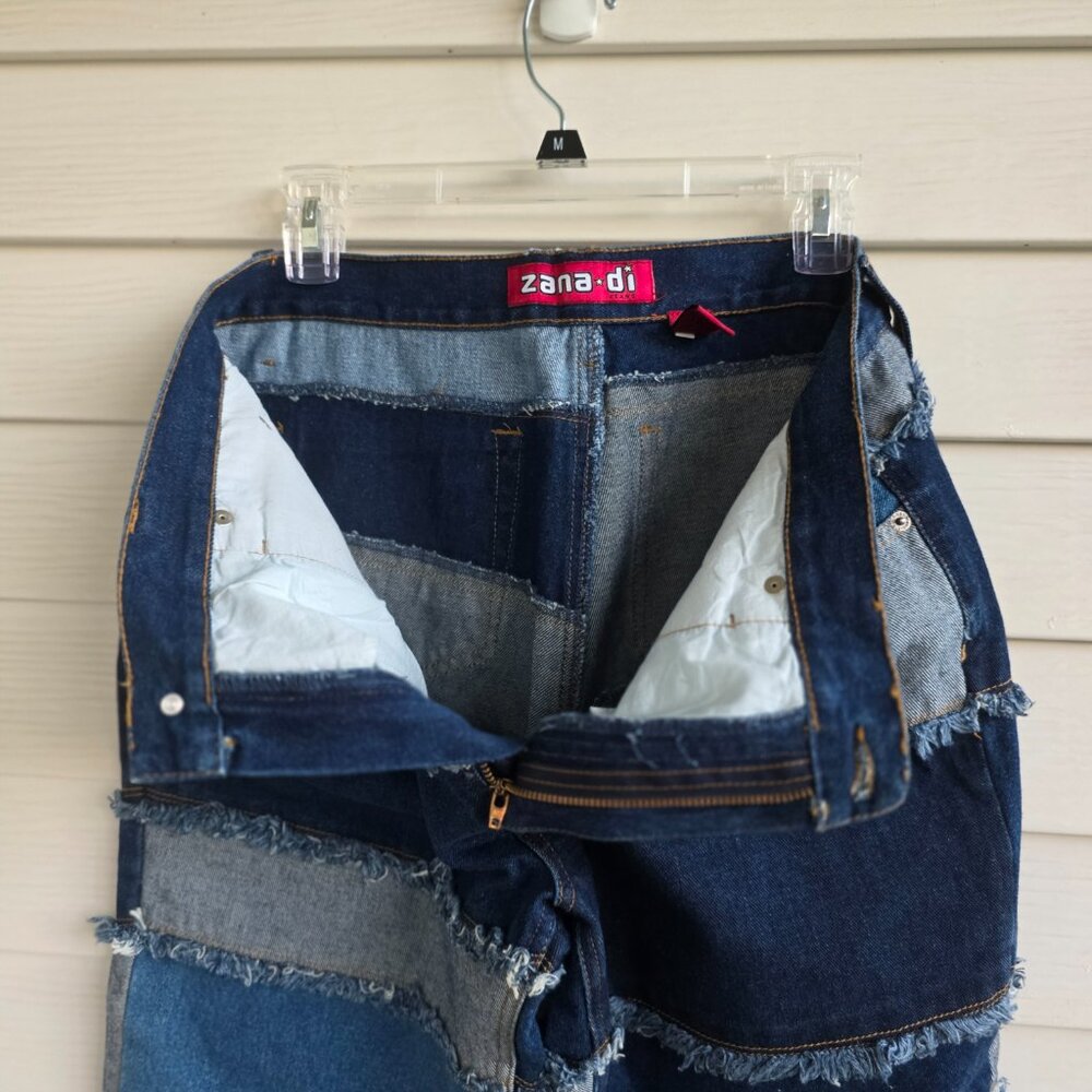 Y2K Zana Di Patchwork flare Jeans 100% Cotton - Picture 9 of 10